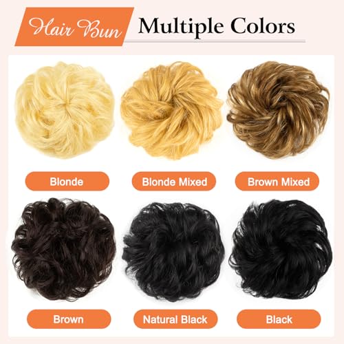 Human Hair Messy Bun Scrunchie Wavy Updo Hairpiece for Women 4/27