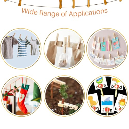 24 Pack Heavy Duty Wooden Clothespins - 3.55 Inch Outdoor Laundry & Craft Pins