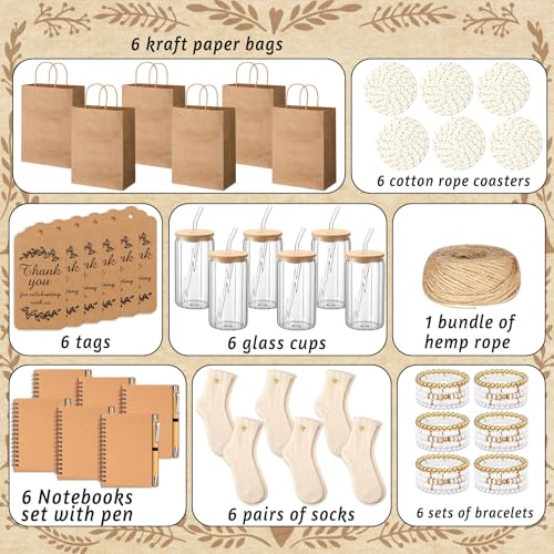 Party Prize Gift Set with Glasses Notebooks Socks Coasters Bracelets - 6 Sets