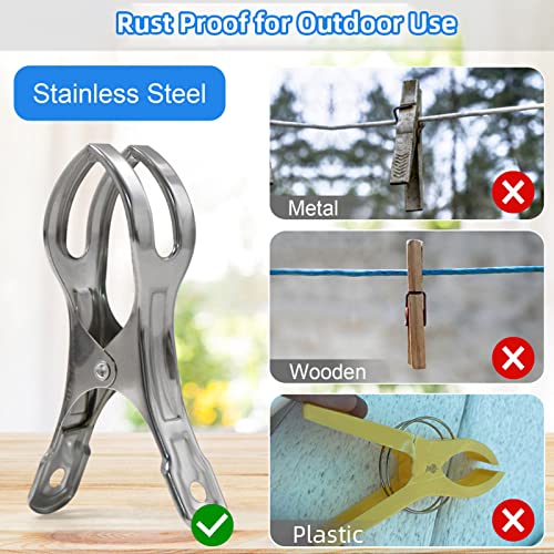 Coideal 11cm Beach Towel Chair Clips - 10 Pack Heavy Duty Metal