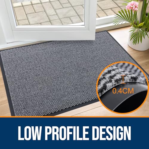 Smiry Low Profile Rubber Doormat 29.5" x 17" - Black, Non-Slip