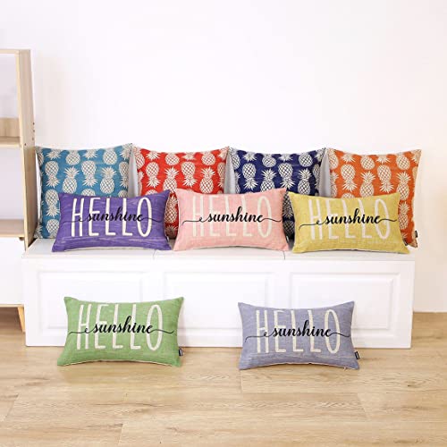 Hello Sunshine Throw Pillow Cover 12x20 inches - Green Linen