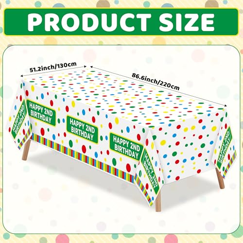 Happy 2nd Birthday Plastic Tablecloths - 3 Pack Disposable Table Covers