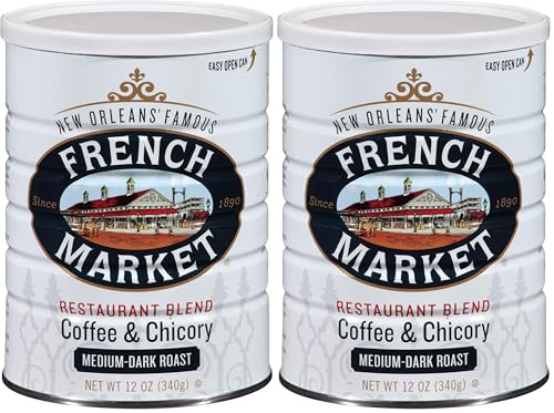 French Market Coffee & Chicory Medium-Dark Roast, 12oz Can (Pack of 6)