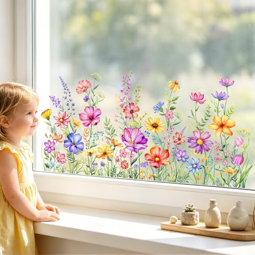 Colorful Wildflower Window Clings - Double-Sided Floral Decals