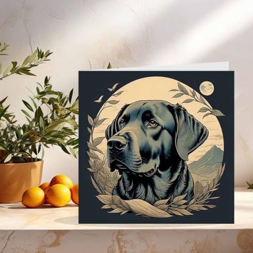 Black Labrador Greeting Card 145mm x 145mm Dog Note Card