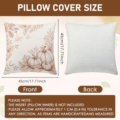 VISSTREE Fall Pillow Covers Set of 4 - Hello Pumpkin Autumn Decor 18x18 Inches