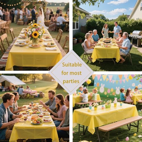 Yellow Disposable Tablecloths 54 x 108 Inch, 2 Pack for Rectangle Tables