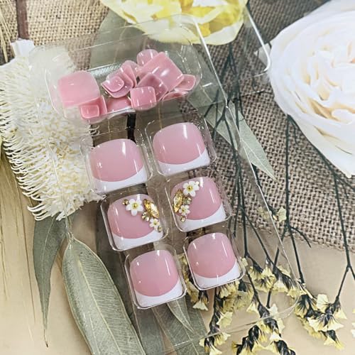 FIEONCIY Press on Toenails with Designs Acrylic Fake Nails JP3349