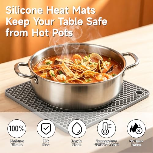 Silicone Trivets for Hot Dishes - 4-Pack Heat Resistant Mats