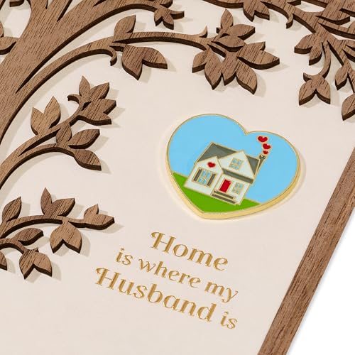 Papyrus Birthday Card for Husband - FSC Lasercut Tree Heart Charm