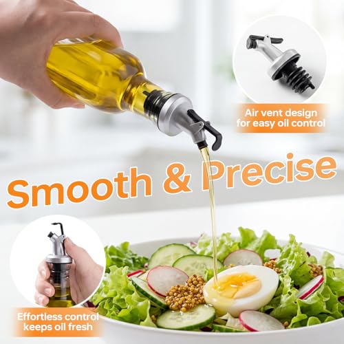 4-Pack 17oz Glass Oil & Vinegar Dispenser Set with Leakproof Spouts & Labels