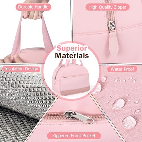 Pink Insulated Lunch Bag for Women - Medium Size - MIAOJIE