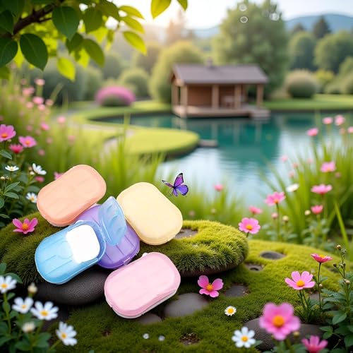 5 Boxes Colorful Soaps Paper for Travel,Disposable Travel Soap Sheets,Mini Fragrance Paper Soap for Hand and Foot Care,Portable Soaps Sheets for Camping,Hiking,Outdoor Recreation,and Personal Care