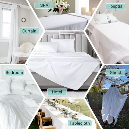 ZPECC Twin Flat Bed Sheet, Hypoallergenic Brushed Microfiber, White, 66"x96"