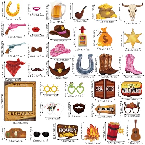 36 Cowboy Photo Booth Props for Western Theme Parties