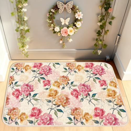 MATIRUG Floral Doormat, Spring-3 Pattern 1'4" x 2', Nonslip Washable Entry Rug