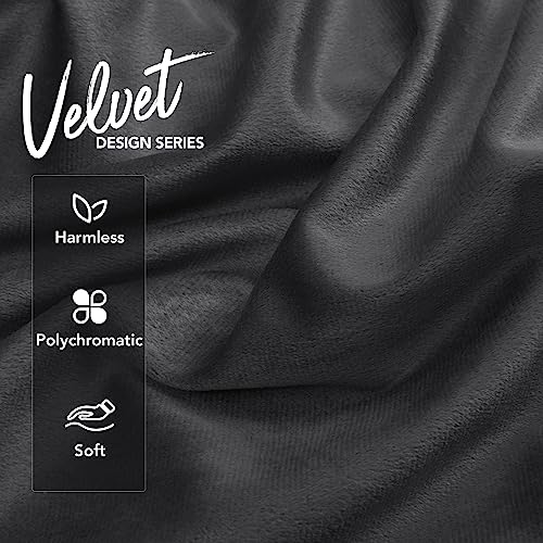 Deconovo Velvet Throw Pillow Covers, 12x20 Inch Lumbar, Dark Grey, 2 Pack