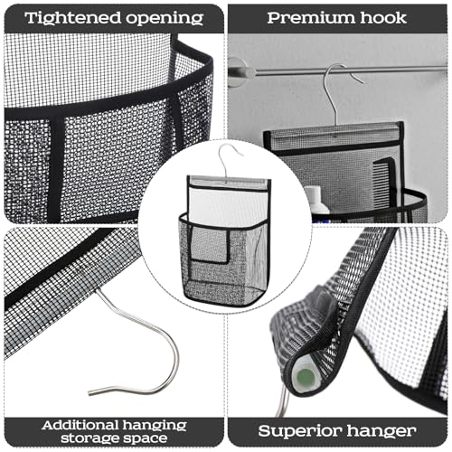 Compact Mesh Shower Caddy - PVC Bathroom Storage Organizer with Hooks for Travel, Dorm, Gym