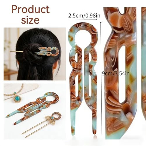 French U-Shaped Hair Pins 4 Pack - Tortoiseshell Updo Styling Accessories