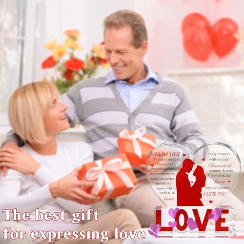 Heart-Shaped Engraved Acrylic Love Plaque - Romantic Gift