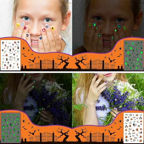280 PCS Glow Halloween Nail Stickers for Kids - DIY Nail Art Decals