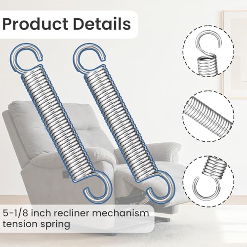 Aocies 5-1/8" Recliner Spring Replacement Stainless Steel Sofa Chair Mechanism Tension Spring Compatible with Ashley, Flexsteel, La-Z-Boy, and Homestretch recliners 2 PCS