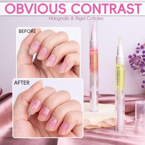 Foncomy 2PCS Cuticle Oil Pen with Nail File Pineapple & Peach