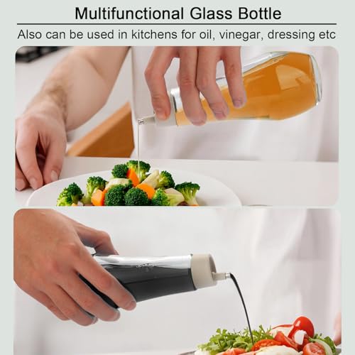 Tiyafuro 1p Glass Mouthwash Dispenser with Lid Cup, 8.8oz Refillable Bathroom Container