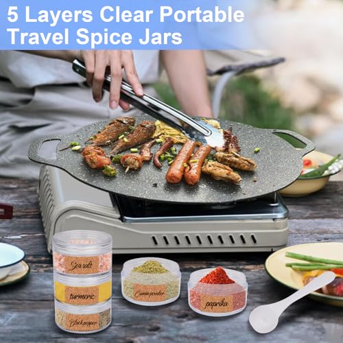 5-Layer Portable Spice Jars Set with Organizer Bag and Spoon