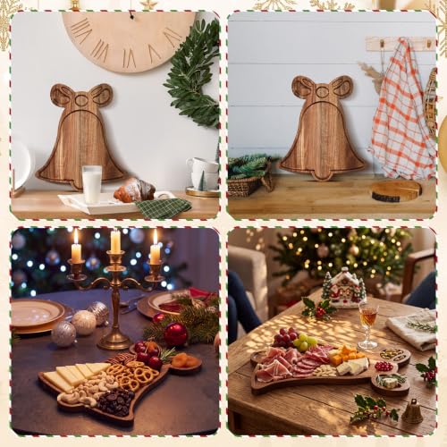 Christmas Bell-Shaped Acacia Wood Serving Platter - Holiday Charcuterie Board