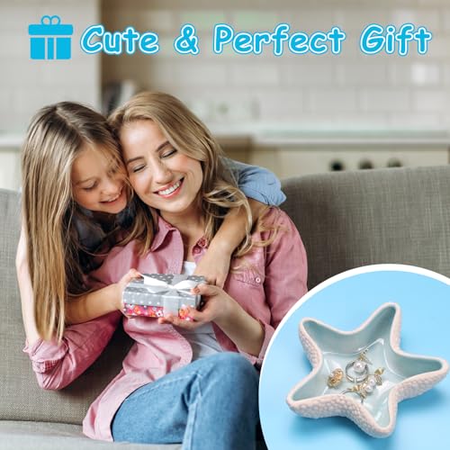 Coastal Blue Conch Jewelry Dish Tray - Ceramic Ring Holder