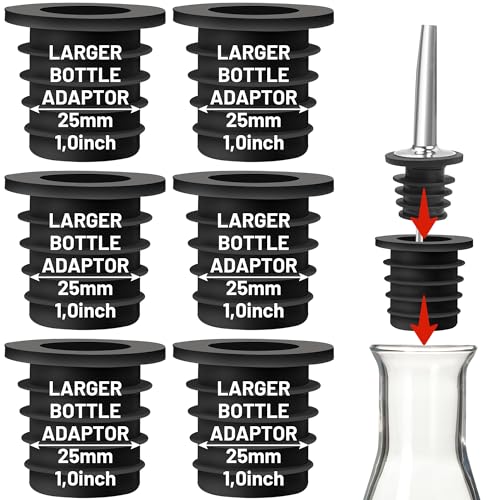 USEAMIE Liquor Pourer Adapter for Large 1-Inch Bottles - 6 Piece Set