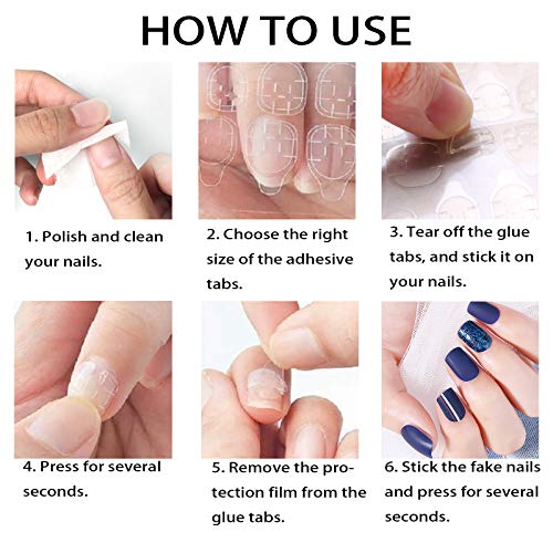 Allstarry 288pcs Adhesive Nail Jelly Tabs Waterproof Double-Sided Glue Stickers