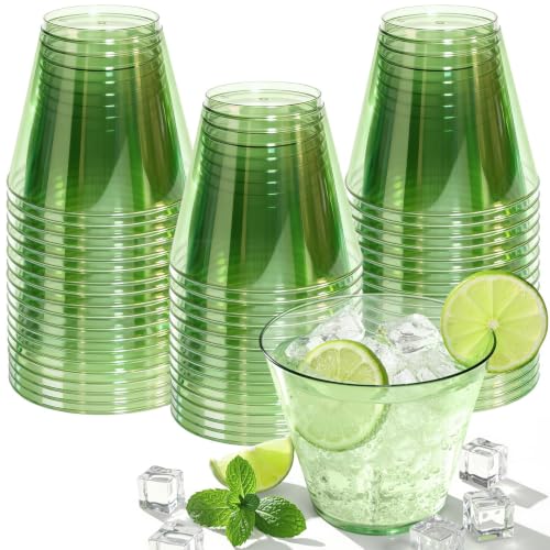 Glowserve 9 oz Green Disposable Plastic Cups – 50 Pack for Parties