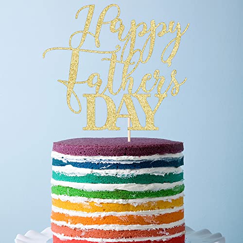 Happy Father's Day Gold Glitter Cake Topper for Dad Birthday Party