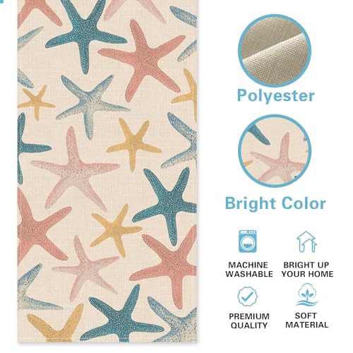 Coastal Starfish Table Runner - Colorful Beach Decor, 13" x 72"
