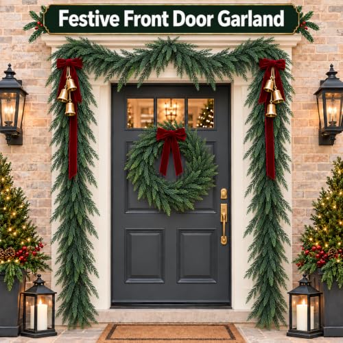 Artificial Norfolk Pine Garland 9FT - 2 Pack Christmas Greenery for Mantle and Decor
