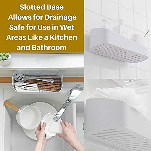 SUNFICON Wall-Mounted Shower Caddy with Adhesive Storage Shelf