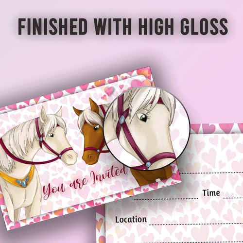 Colorful Horse Party Invitations - 10 Fill-in Cards for Kids