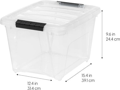 IRIS USA 19 QT Plastic Storage Box - BPA-Free, Durable See-Through Containers - 4 Pack, Clear with Lids & Latches