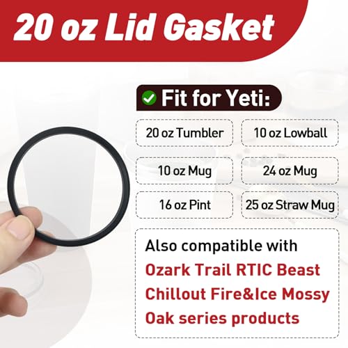 8 Pcs 20 Oz Replacement Lid Seal Gaskets for Yeti Rambler, Rubber O-Ring Cup Lid Seals Compatible with Yeti Stainless Steel Insulated Tumbler