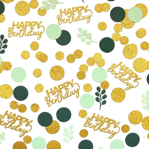Sage Green Birthday Confetti - 300PC Gold Glitter Table Decorations
