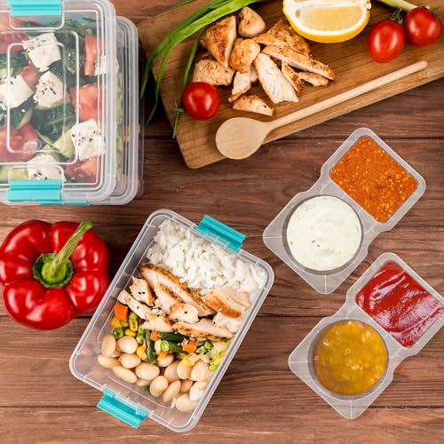 UVHJW 20-Pack Reusable Snack Containers with Lids - 2-Compartment Dipping Cases for Portion Control & Outdoor Use
