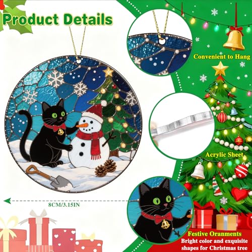 2025 Black Cat Christmas Ornaments - Funny 2D Acrylic Decor