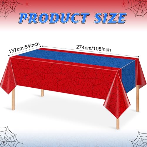3Pcs Spider Web Hero Disposable Tablecloths - 54x108 Inch Party Table Cover