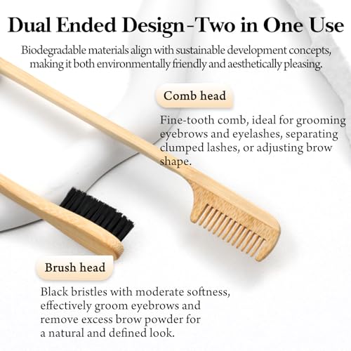 Zoolinn Eco-Friendly Bamboo Dual-Ended Eyebrow Brush & Spoolie Comb