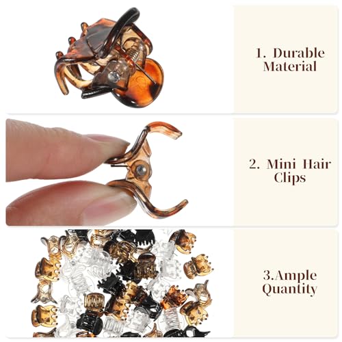 JJUNW 60 Pcs Mini Hair Claw Clips, 1.5cm Plastic Non-Slip Tiny Jaw Clamps