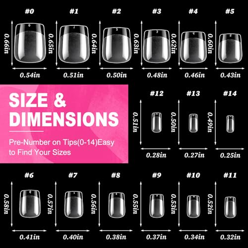 Extra Short Square Nail Tips, 240PCS Acrylic Gel False Nails
