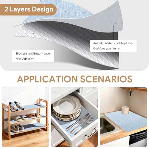 12" x 120" Blue Shelf Liner - Non-Adhesive, Anti-Slip Cabinet Liner